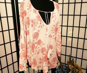 ☆Blush☆ Women's Flowy Boho Pink floral Blouse